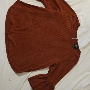 W5 Rust Knit Top with Textured Dots